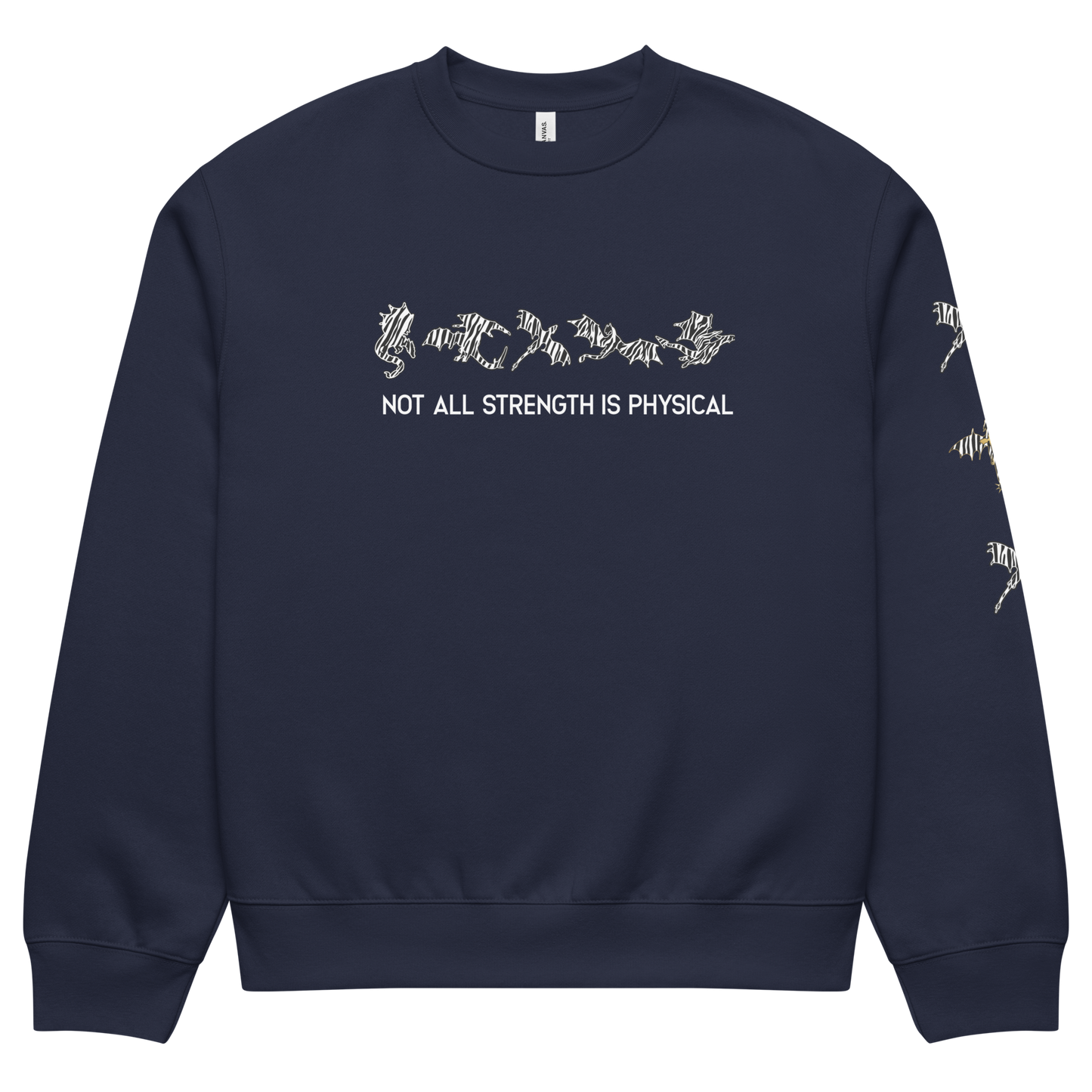 Zebra Riot Unisex Oversized Heavyweight Crewneck Sweatshirt with Sleeve Detail (White Text)