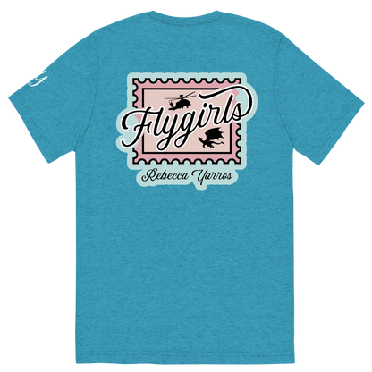 Flygirls Stamp Tri-Blend Short Sleeve Tee with Back Design (White Front)