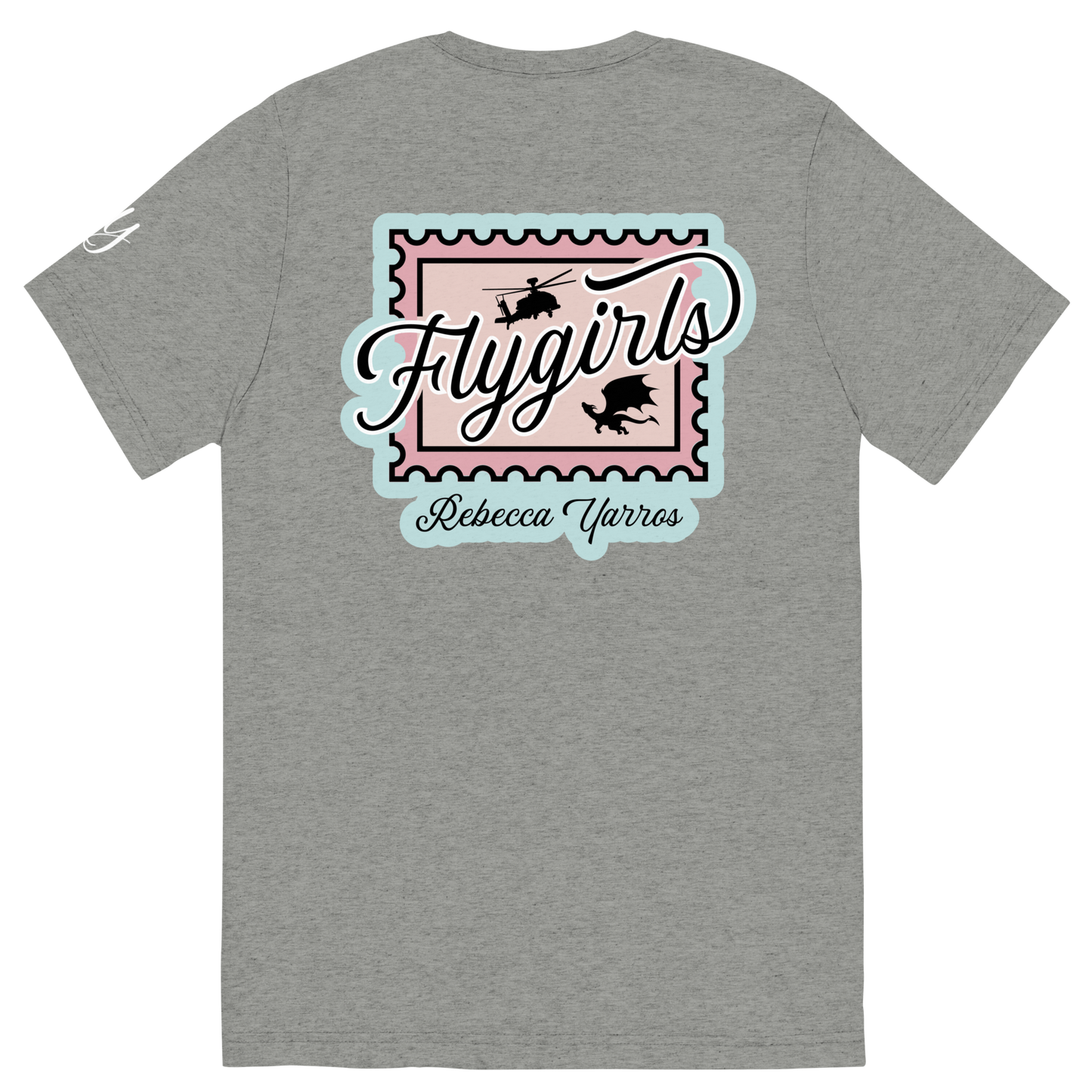 Flygirls Stamp Tri-Blend Short Sleeve Tee with Back Design (White Front)