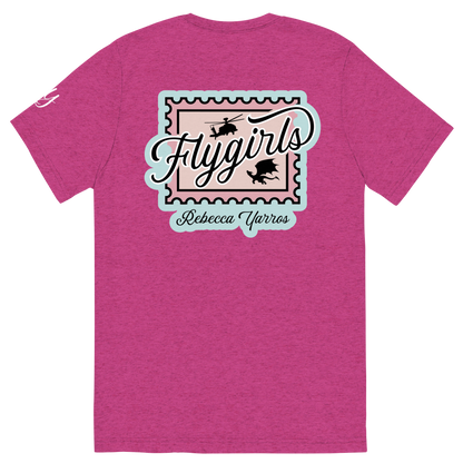 Flygirls Stamp Tri-Blend Short Sleeve Tee with Back Design (White Front)