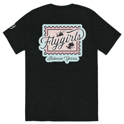 Flygirls Stamp Tri-Blend Short Sleeve Tee with Back Design (White Front)