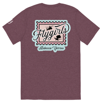 Flygirls Stamp Tri-Blend Short Sleeve Tee with Back Design (White Front)