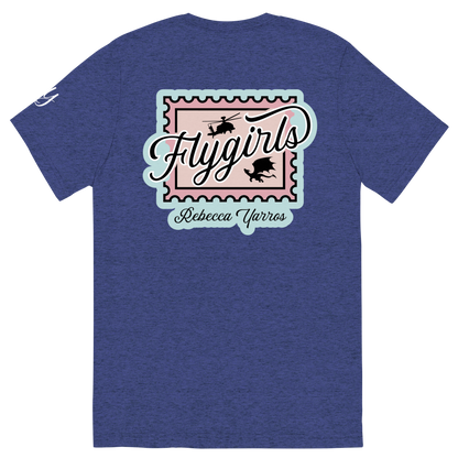 Flygirls Stamp Tri-Blend Short Sleeve Tee with Back Design (White Front)