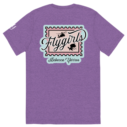 Flygirls Stamp Tri-Blend Short Sleeve Tee with Back Design (White Front)