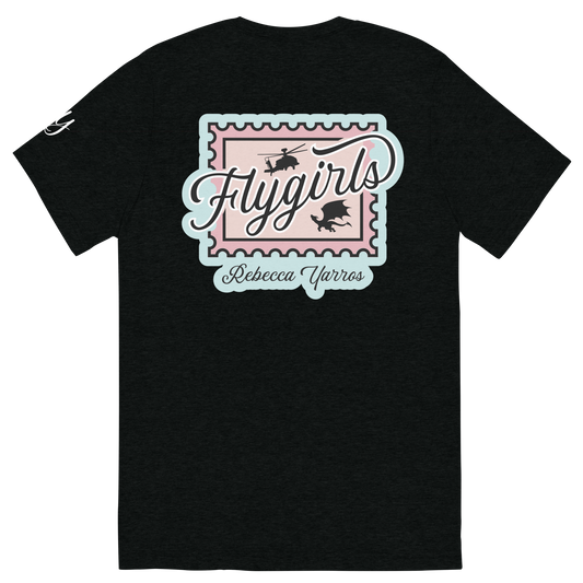 Flygirls Stamp Tri-Blend Short Sleeve Tee with Back Design (White Front)