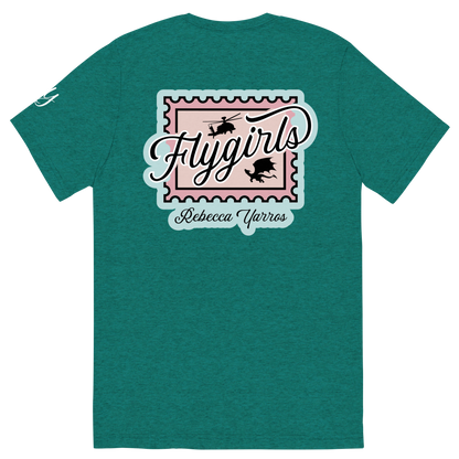 Flygirls Stamp Tri-Blend Short Sleeve Tee with Back Design (White Front)