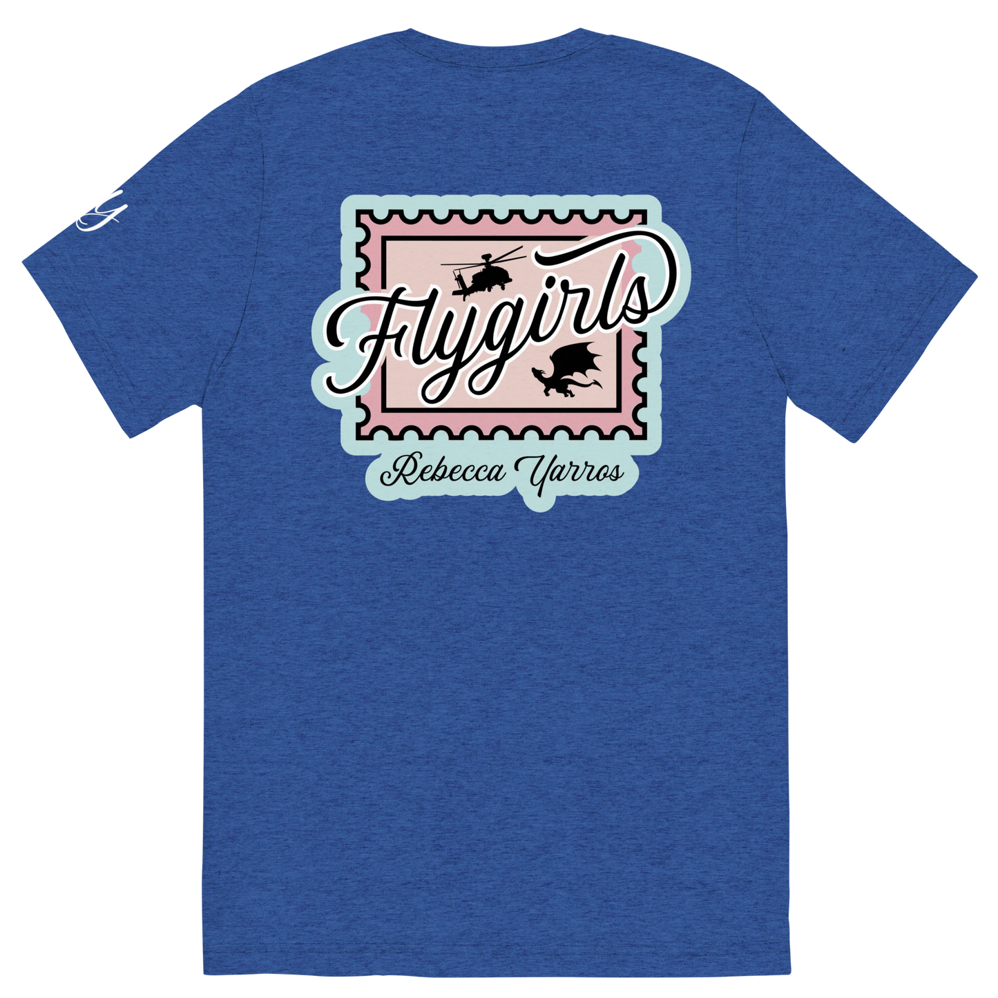 Flygirls Stamp Tri-Blend Short Sleeve Tee with Back Design (White Front)