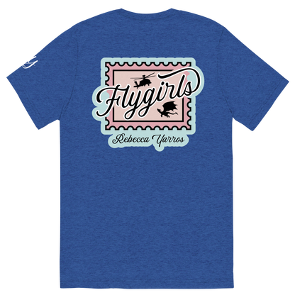 Flygirls Stamp Tri-Blend Short Sleeve Tee with Back Design (White Front)