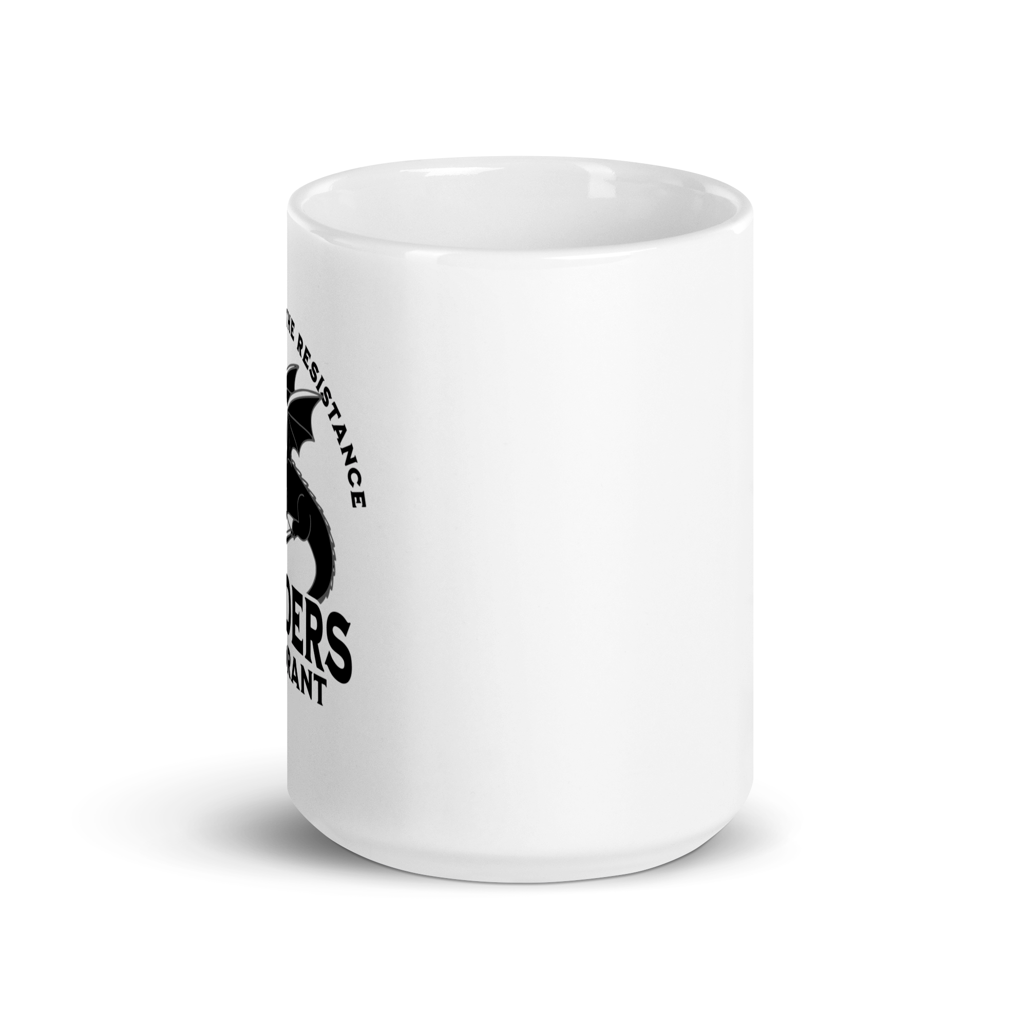 Readers Quadrant Resistance White Glossy 15 oz Mug (Black Dragon