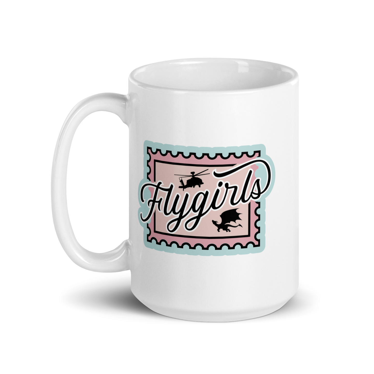 Flygirls Stamp White Glossy 15 oz Mug