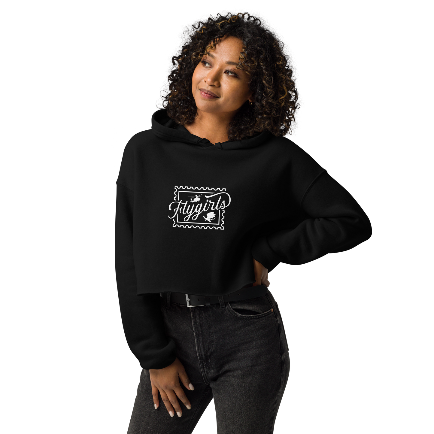 Flygirls Stamp Crop Hoodie (White Text)